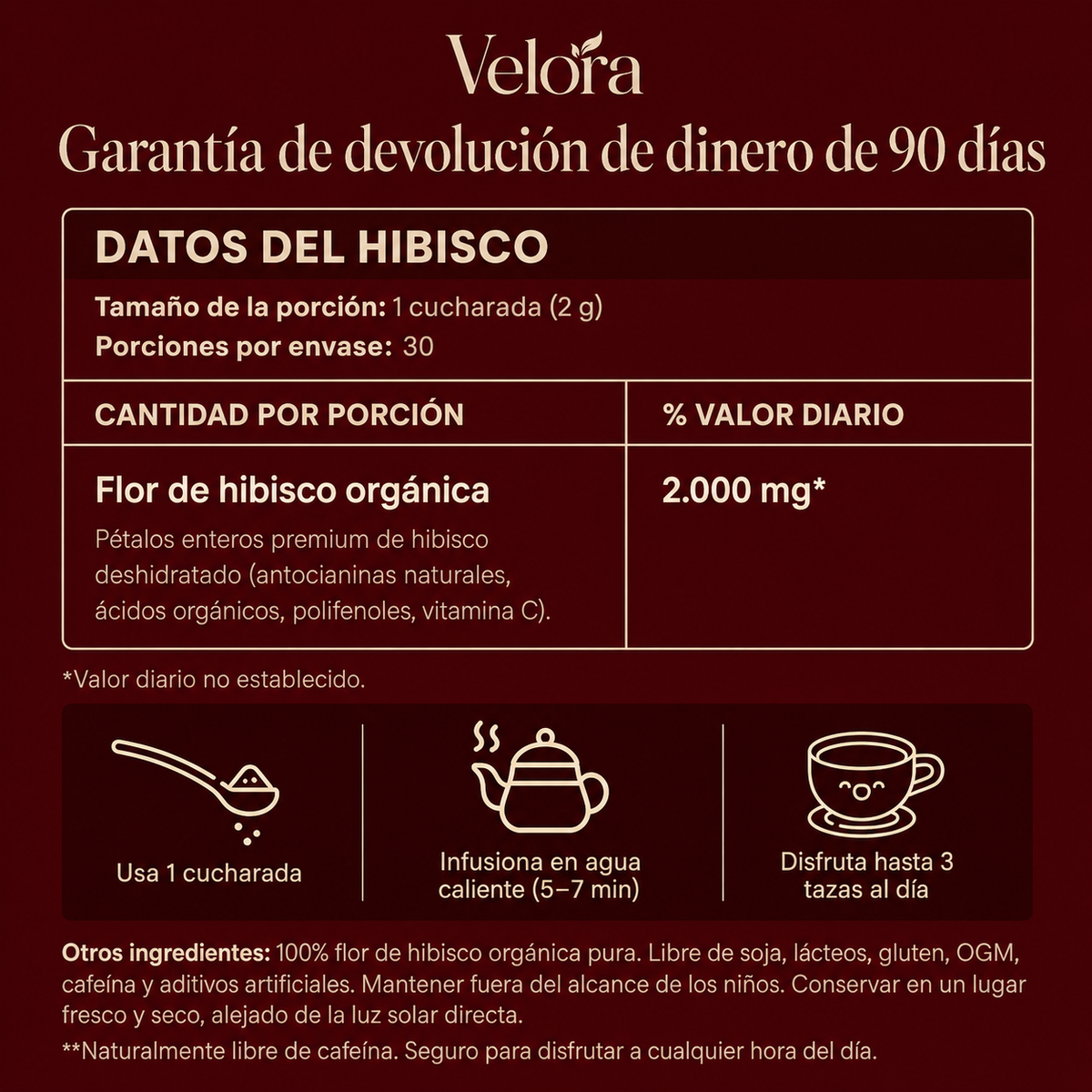 Velora® Té de Hibisco — Apoyo para la Presión Arterial